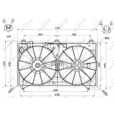 Imagen de NRF 47566 Ventilador de radiador 353 12 150/100 con bastidor (armazón)