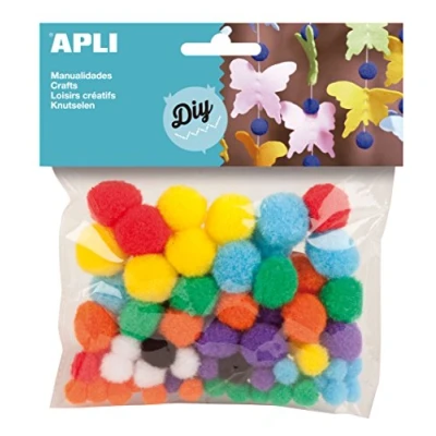 Imagen de Pompones colores tamaño surtido 78 unidades Apli