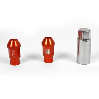 Imagen de OMP SPEED Set 20 Tuercas de Rueda con Métrica M14 x 1.25, Llave 19 Largo Roscado 40 mm, color Naranja Aluminio 7075