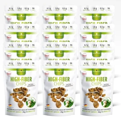 Imagen de GOLDEN PEANUT Gourmet High Fiber Chips Dill Onion Style 12 bolsas de 25 g fibra, snack Omega 3, vegano y sin gluten