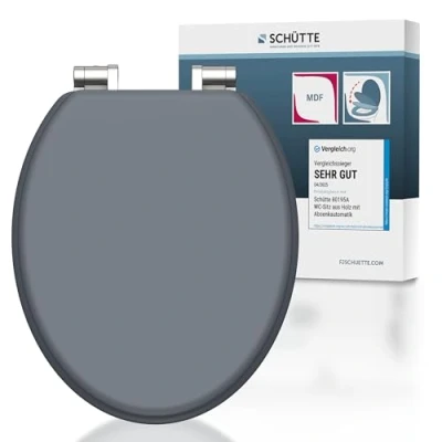 Imagen de SCHÜTTE Spirit Grey Asiento de inodoro con tapa y descenso automático núcleo madera (carga máxima 150 kg), gris