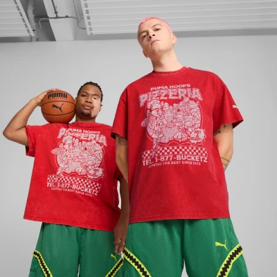 Imagen de Puma Hoops TEE Camiseta estampada, Hombre, Talla: Large, For all time red