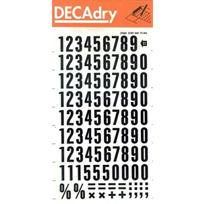Imagen de APLI DD71F Números transferibles negros 15 mm, 105 caracteres