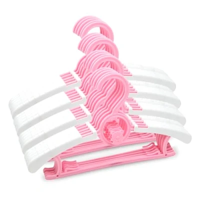 Imagen de COM FORT HOUSE Percha de Plástico Infantil Niños Color Rosa Resistente Pack 20 Unidades