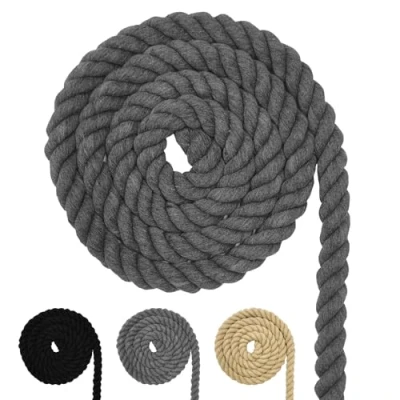 Imagen de Cordón de algodón, cuerda hilo macramé gris, muchos tamaños, algodón para manualidades, regalos (gris, 20 mm (5 m)