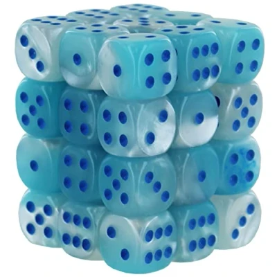 Imagen de Chessex Dice Set 12mm Gemini: Pearl Turquoise White/Blue Luminary Block Dungeons and Dragons D &amp; DND TTRPG Includes 36 D6