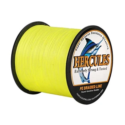 Imagen de HERCULES Sedal Trenzado de 4 Hilos, 100 2000 m, 6 LB, Súper Suave, Polietileno, Multifilamento Hilo Pescar en el mar y Agua