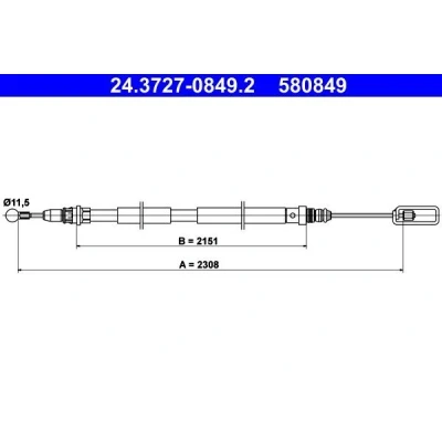 Imagen de ATE 24.3727 0849.2 Cable de Freno Mano 2308 PEUGEOT: 807