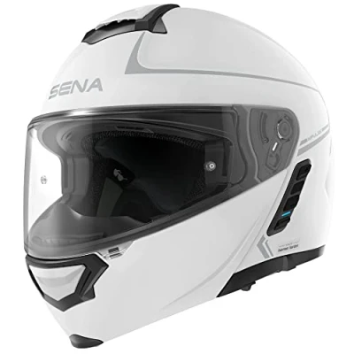 Imagen de Sena Casco Modular Impulse con tecnología Bluetooth y Sound by Harman Kardon. Doble Visera Mesh Intercom/ MP3 / comandos de Voz (Blanco, XL)