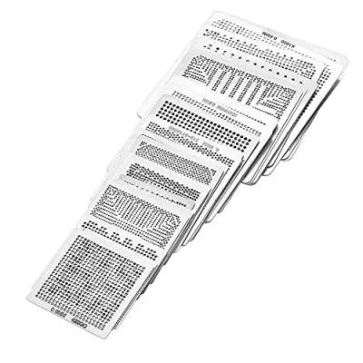 Imagen de BGA Reballing Stencils Alta Precisión 33pcs Universal Rework Net Plantillas Modelo Acero Malla Directamente Kit de Juego Calor para Bola Soldadura