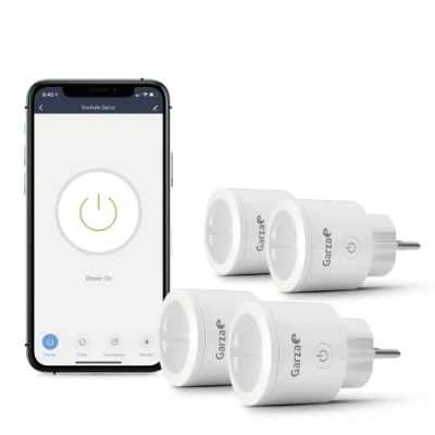 Imagen de Garza SmartHome Pack 4 Enchufes inteligentes wifi compatible con Alexa y Google Home. Enchufe por control remoto programable controlable a través de App iOS Android.