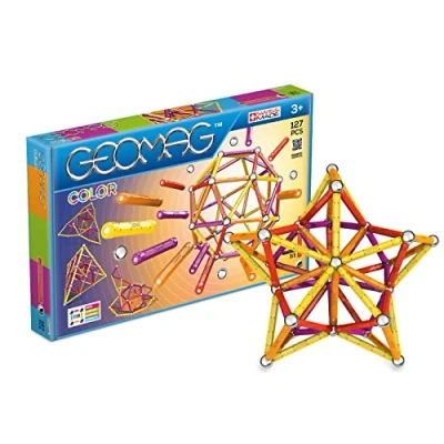 Imagen de Geomag Classic Color 127 Piezas Construcciones Magnéticas Juguetes para Niños 3 Años Fabricación Suiza Bloques Construcción con 60 Barras, 61 Bolas, 6 Bases Magneticos Stem