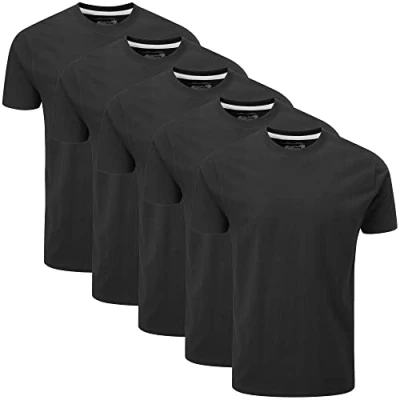 Imagen de Charles Wilson Paquete 5 Camisetas Cuello Redondo Lisas (Large, Negro)
