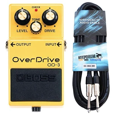 Imagen de Boss OD 3 Overdrive Pedal y cable para guitarra Keepdrum (3 m)
