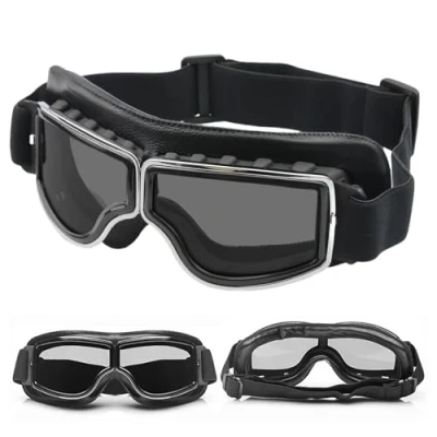 Imagen de SPORWAY gafas de casco retro para motocicleta, aviador, motocross, resistentes al viento, sol vintage ATV, bicicleta, motocross