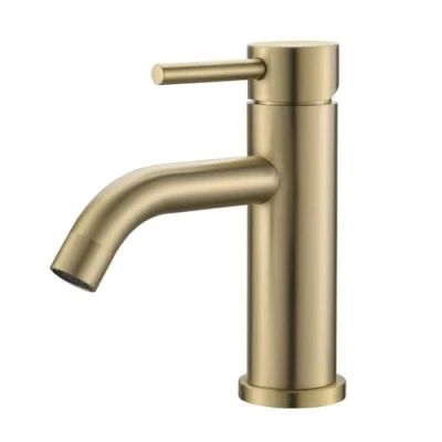 Imagen de Ibergrif M11003Y Grifo de Baño Clásico, Mezclador Monomando Lavabo, Lavabo para Agua Fría y Caliente, Acero Inoxidable, Oro