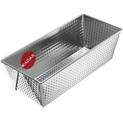 Imagen de KADAX molde rectangular de hojalata, para tarta real con capa antiadherente, pan, tartas, cuadrado (25,5 x 12 cm, plateado)