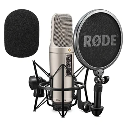 Imagen de Rode NT2 A Set de micrófono condensador membrana grande para estudio + keepdrum WS02 espuma cortavientos