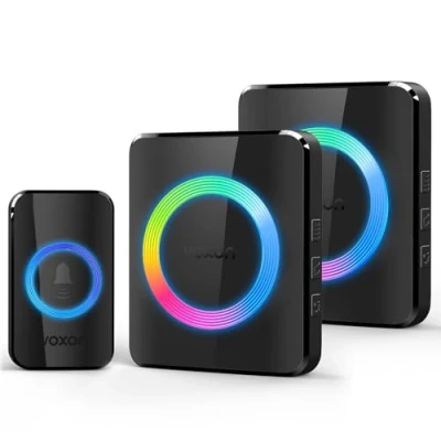 Imagen de VOXON timbre de puerta inalámbrico, kit inalámbrico enchufable, batería que funciona a 400 m,IP65, 3 modos trabajo, 38 campanillas y volumen 5 niveles ﻿