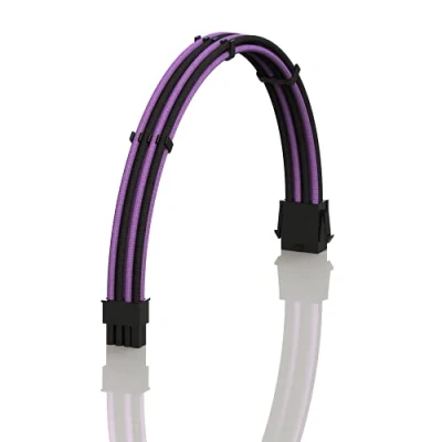 Imagen de LINKUP AVA 30cm 8 Pines (4+4) CPU ATX Placa Base PSU Fuente de Alimentación Cable Extensión PC Personalizado con Mangas Trenzadas Peines┃Un Solo Paquete┃300mm Púrpura Negro