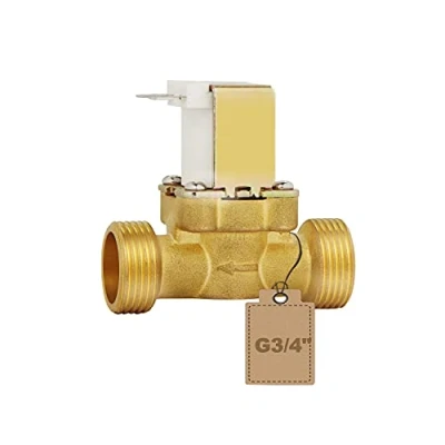 Imagen de EXLECO Electroválvula 12V DC VáLvula Solenoide Eléctrica G3/4&quot; de Latón Normalmente Cerrada Para Control Agua N/C