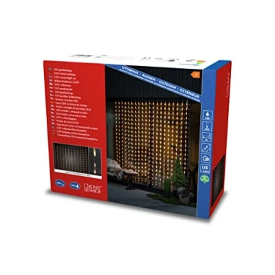 Imagen de Konstsmide 4052 803 Cortina de luces led (400 diodos ámbar, 30 V, para exteriores, IP44, cable transparente)