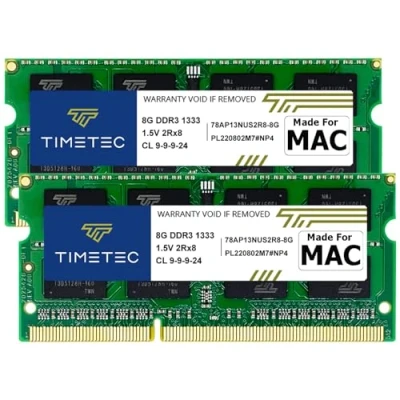 Imagen de Timetec 16GB Kit (2x8GB) Compatible para Apple DDR3 1333MHz PC3 10600 CL9 Mac Book Pro (principios/Finales de 2011), iMac, Mini 2011 Actualización RAM