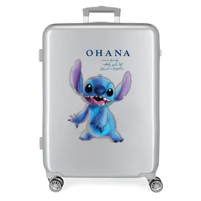 Imagen de Disney 100 Stitch Maleta Mediana Gris 48x70x26 cms Rígida ABS Cierre TSA Integrado 81L 2 kgs 4 Ruedas Dobles