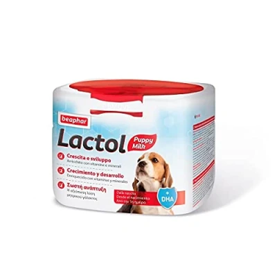 Imagen de Beaphar Lactol Leche de sustitución Cachorros, Perros, en Polvo, Proteína Altamente digestible, Desarrollo cognitivo, Enriquecida con DHA, 250 g
