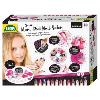 Imagen de Lena Super Mani Pedi Nail, 4 en 1 Estudio, Juego Completo para embellecer, salón de uñas niñas a Partir 8 años, Color Cuidado (SiMM Spielwaren GmbH 9725659)