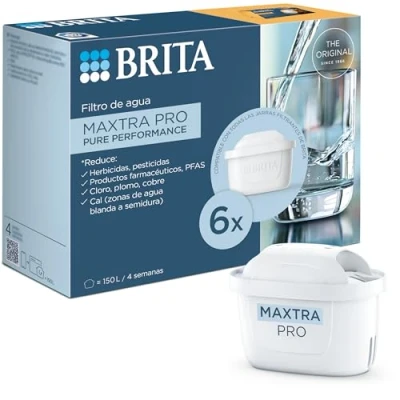 Imagen de BRITA Cartucho de filtro agua MAXTRA PRO All in 1 Ahorro semestral pack 6 Recambio original para las jarras sabor puro filtra micro impurezas como PFAS, cloro, cal y metales