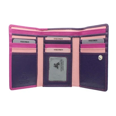 Imagen de Visconti Colección Rainbow Bora Monedero de Cuero Tri Pliegue RB43 Bloqueo RFID Baya Multi
