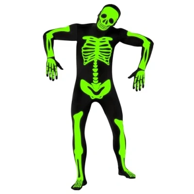 Imagen de Morphsuits Disfraz Esqueleto Hombre Brilla en La Oscuridad, Halloween Miedo Disponible Talla M