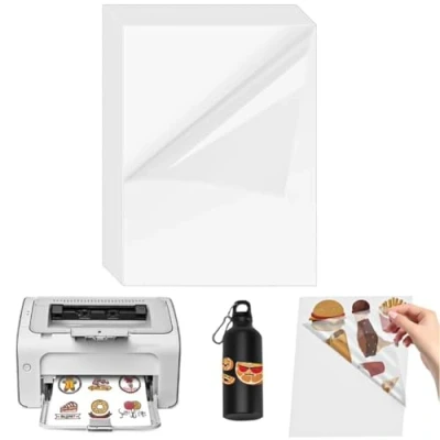 Imagen de ADERTOS 30 Hojas Papel Adhesivo de Vinilo Transparente para Imprimir A4 Imprimible Impresoras Inyección Tinta Láser (210 * 297mm)