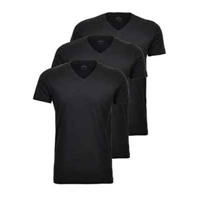 Imagen de Ragman Juego de 2 camisetas para hombre con cuello en V Negro (3 unidades). XL