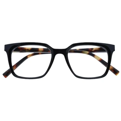 Imagen de OPULIZE KOI Gafas de Lectura Elegante Marco Rectangular Ancho Visión Óptima Negro Hombre Mujer Bisagras Muelle R50 1 +3.00