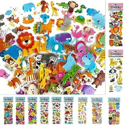 Imagen de pegatinas para Niños stickers infantiles, 3D Puffy libro reutilizables infantiles maletas viaje Incluye Animales Dinosaurios Adultos