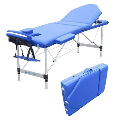 Imagen de Mobiclinic, Camilla de Masaje Plegable, CA 01 Plus, Mesa Masaje, Reposacabezas, Aluminio y Polipiel, 3 cuerpos, Plegable Fisioterapia, Altura Regulable, 186x60 cm, Portátil, Azul