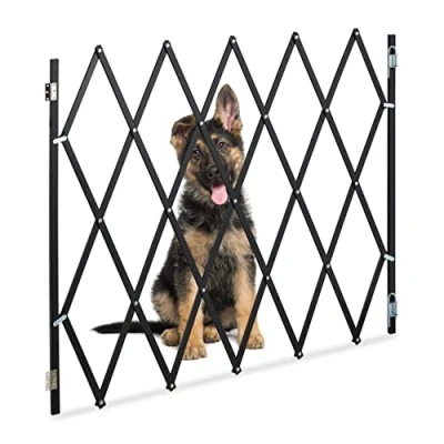 Imagen de Relaxdays Barrera Seguridad Niños y Perros Bambú XL, Valla Escaleras Plegable, hasta 130,5cm, Puerta Mascotas, Negro