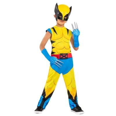 Imagen de Rubies Disfraz Wolverine Classic para niños y niñas, Jumpsuit, guantes con cuchillas máscara, Lobezno, Licencia Oficial Marvel Deadpool 3 Carnaval, Halloween, Cosplay, Fiestas