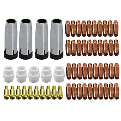 Imagen de RIVERWELD 24kd MB24 Consejo de contacto 0.8 mm 1.0 Soporte la punta boquilla gas cónica Fit MIG Mag CO2 Soplete 59pcs