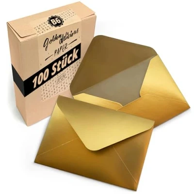 Imagen de Japun sobres (100 piezas) de papel, sobre sin ventana DIN B6 175 x 125 mm oro/dorado