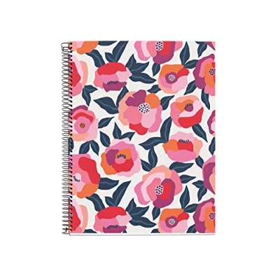 Imagen de Miquelrius Cuaderno A4, Tapa dura, 4 Franjas de colores, 120 Hojas cuadriculadas, Papel sostenible 70 g/m² microperforado, Taladros, Diseño flores