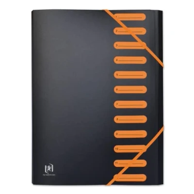 Imagen de OXFORD Clasificador extensible 12 compartimentos A4 Students Manta Polypro Bicolor, Negro/Naranja