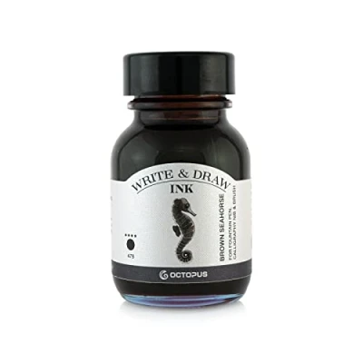 Imagen de Octopus Write and Draw Ink 478 Brown Seahorse tinta resistente al agua para escribir y dibujar, caligráfica, de dibujo a la luz, color marrón, 50 ml