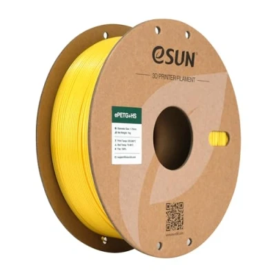 Imagen de eSUN PETG Filamento 1.75mm, ePETG+HS de Alta Velocidad, Precisión Dimensional +/ 0.05mm, Carrete 1KG (2.2 LBS) para Impresión 3D Rápida,Amarillo Sólido