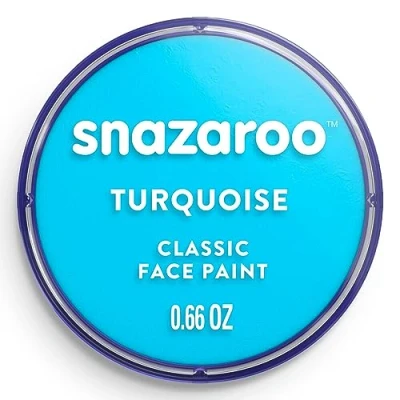 Imagen de Snazaroo Pintura facial y corporal, 18 ml, color turquesa, profesional a base de agua, pastilla aquacolor individual para adultos, niños efectos especiales