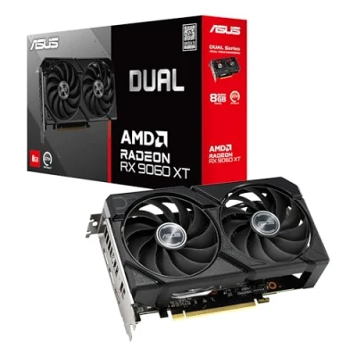Imagen de ASUS Dual Radeon RX 9060 XT 8 GB GDDR6, Tarjeta gráfica, PCIe 5.0, HDMI 2.1b, DisplayPort 2.1a, diseño de 2.5 Ranuras, Ventilador Axial Tech, tecnología 0dB
