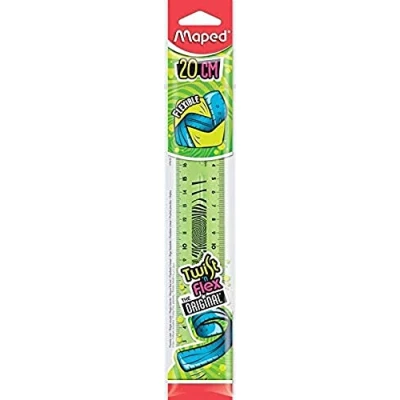 Imagen de Maped Twist&#039;n Flex Regla plana, suave, lúdica e irrompible, 20 cm, doble graduación, color verde