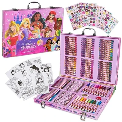 Imagen de Disney Princesa Set Maletin Rotuladores, Lápices de Colores, Crayones Más 130 Piezas Estuche Suministros Arte (Multicolor Princesa)